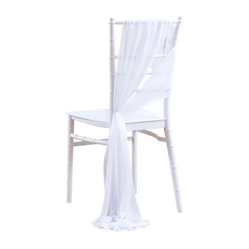 5 Pc Wedding Chiffon Chair Sashes Cover 8"x100" White