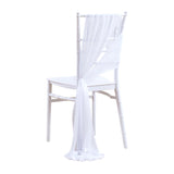 5 Pc Wedding Chiffon Chair Sashes Cover 8"x100" White