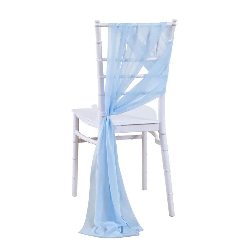 5 Pc Wedding Chiffon Chair Sashes Cover 8"x100" Denim Blue