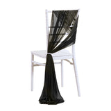 5 Pc Wedding Chiffon Chair Sashes Cover 8"x100" Black