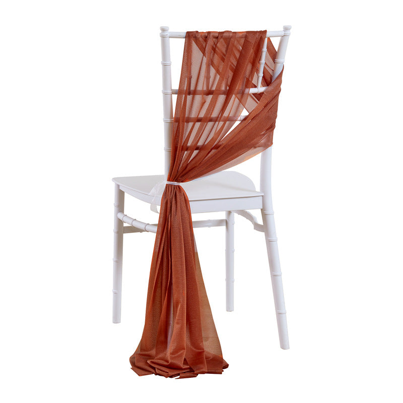 5 Pc Wedding Chiffon Chair Sashes Cover 8"x100" Caramel