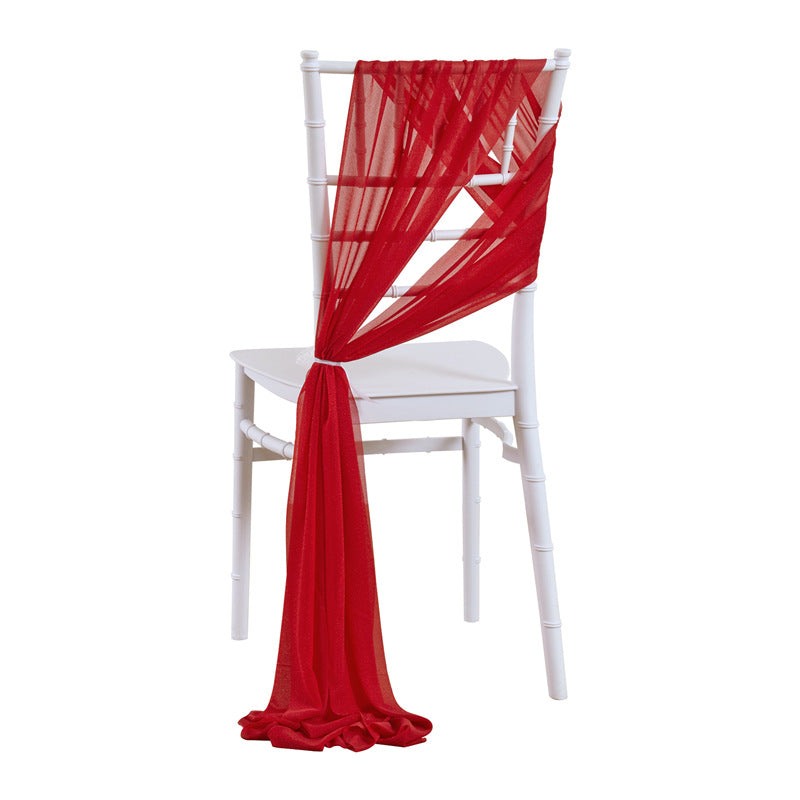 5 Pc Wedding Chiffon Chair Sashes Cover 8"x100" Red