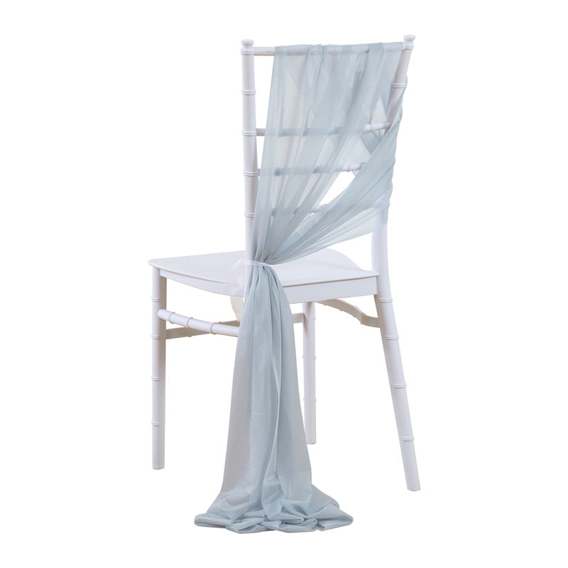 5 Pc Wedding Chiffon Chair Sashes Cover 8"x100" Gray Blue