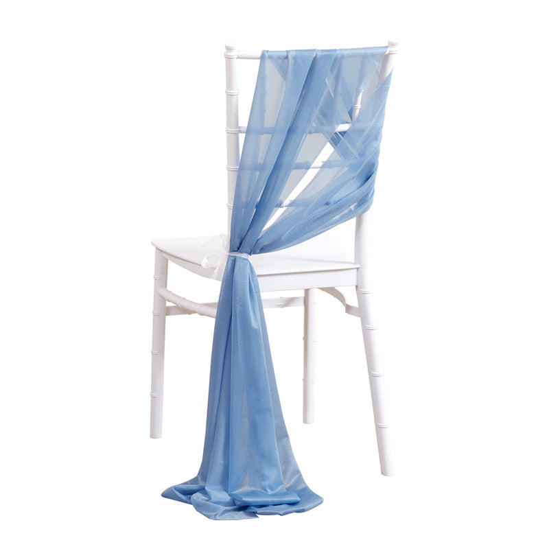 5 Pc Wedding Chiffon Chair Sashes Cover 8"x100" Grass Blue