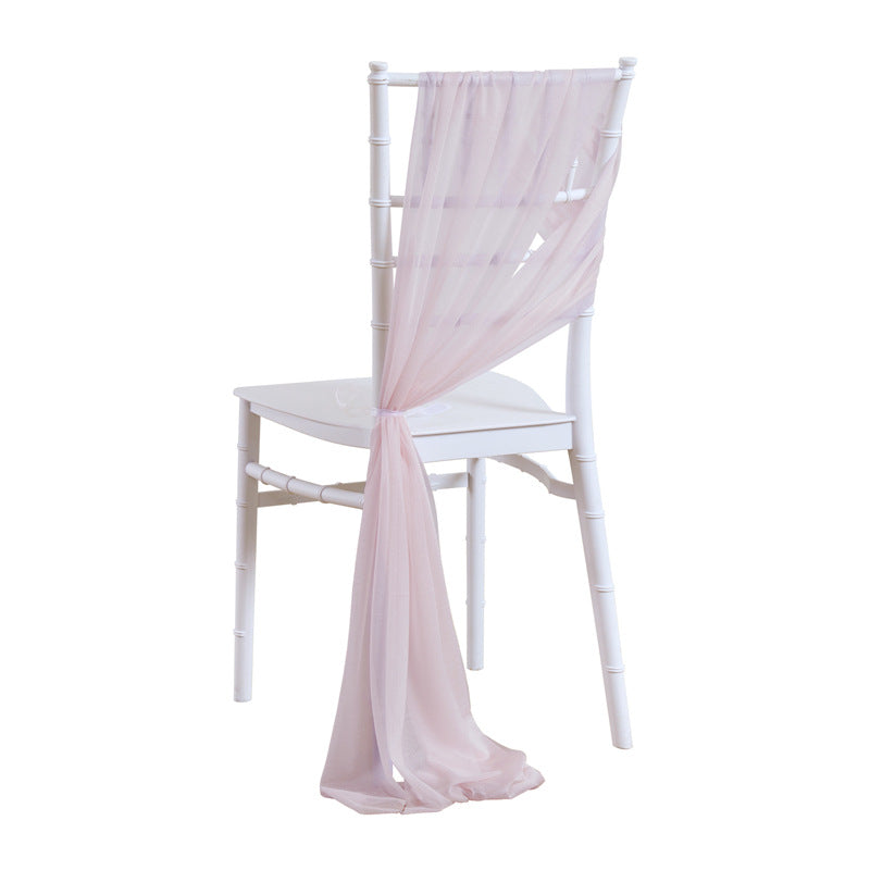5 Pc Wedding Chiffon Chair Sashes Cover 8"x100" Light Pink