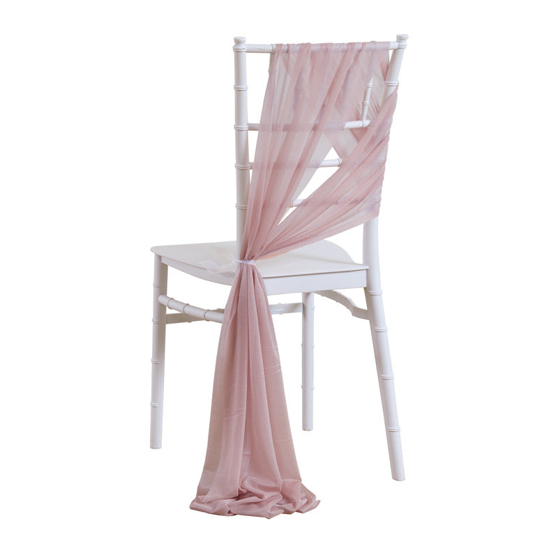5 Pc Wedding Chiffon Chair Sashes Cover 8"x100" Blush Pink