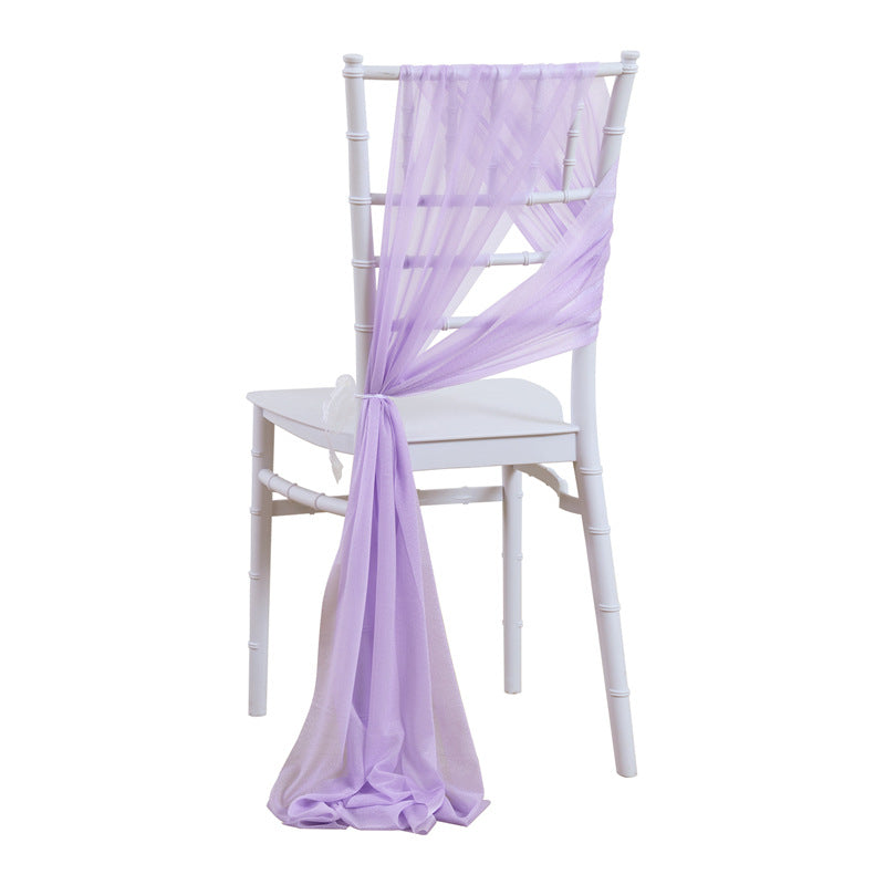 5 Pc Wedding Chiffon Chair Sashes Cover 8"x100" Light purple
