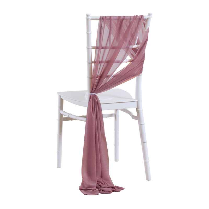 5 Pc Wedding Chiffon Chair Sashes Cover 8"x100" Purple Red
