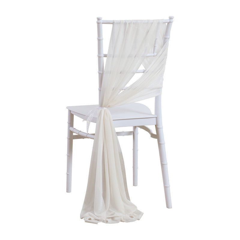 5 Pc Wedding Chiffon Chair Sashes Cover 8"x100" Ivory White