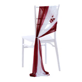 5 Pc Wedding Chiffon Chair Sashes Cover 8"x100" White & Wine Red