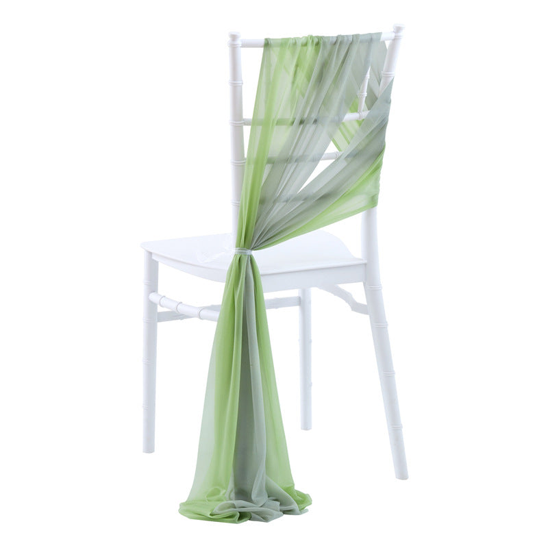 5 Pc Wedding Chiffon Chair Sashes Cover 8"x100" Gray Green & Apple Green