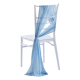 5 Pc Wedding Chiffon Chair Sashes Cover 8"x100" Grass Blue & Denim Blue