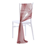 5 Pc Wedding Chiffon Chair Sashes Cover 8"x100" Purple Red & Blush