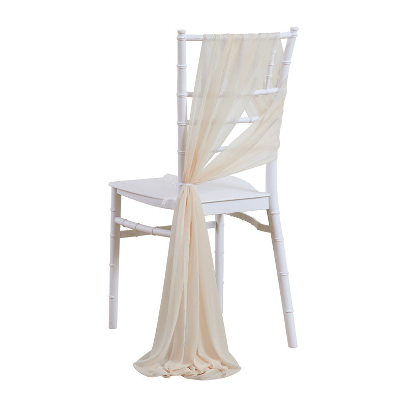 5 Pc Wedding Chiffon Chair Sashes Cover 8"x100" Champagne