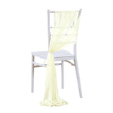 5 Pc Wedding Chiffon Chair Sashes Cover 8"x100" Beige