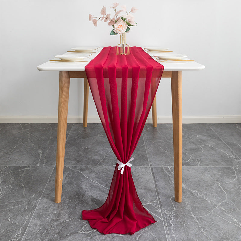 Premium Chiffon Table Runner 10ft Wine Red