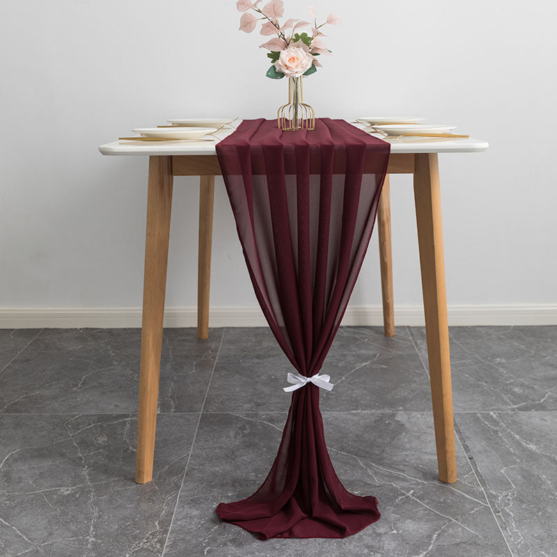 Premium Chiffon Table Runner 10ft Dark Red