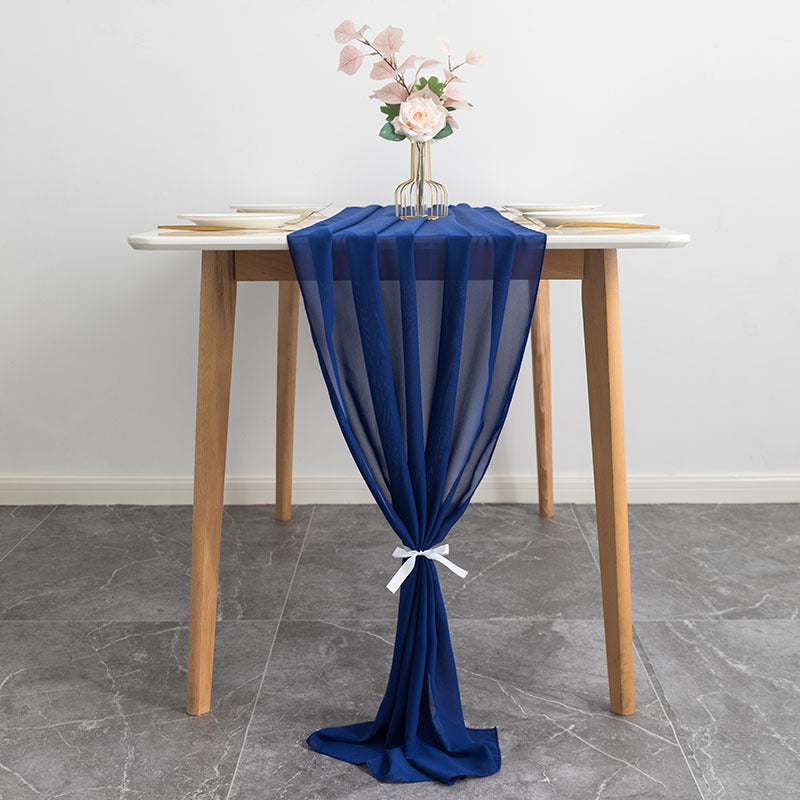 Premium Chiffon Table Runner 10ft Navy Blue