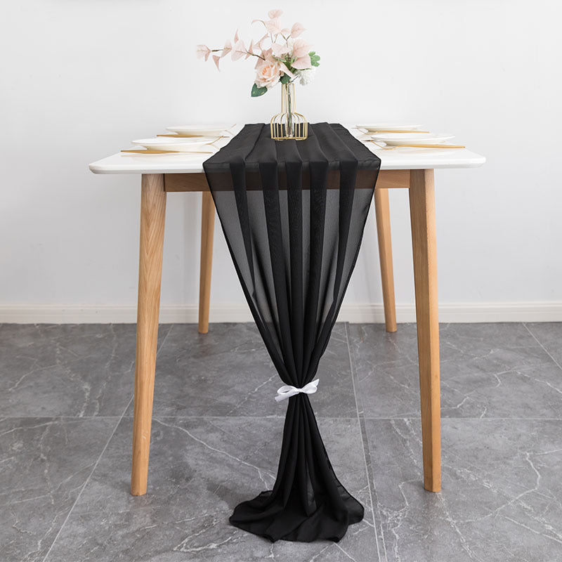 Premium Chiffon Table Runner 10ft Black
