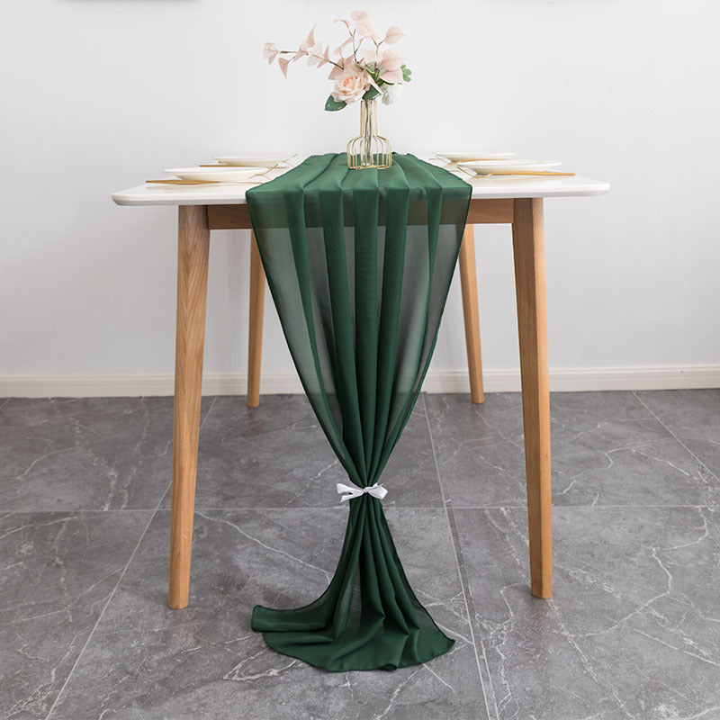 Premium Chiffon Table Runner 10ft Dark Green