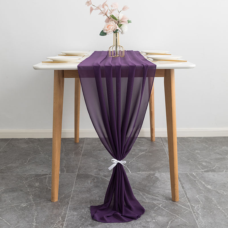 Premium Chiffon Table Runner 10ft Grape Purple