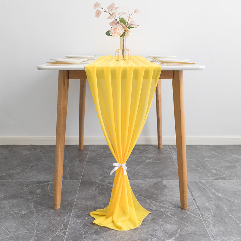 Premium Chiffon Table Runner 10ft Lemon Yellow