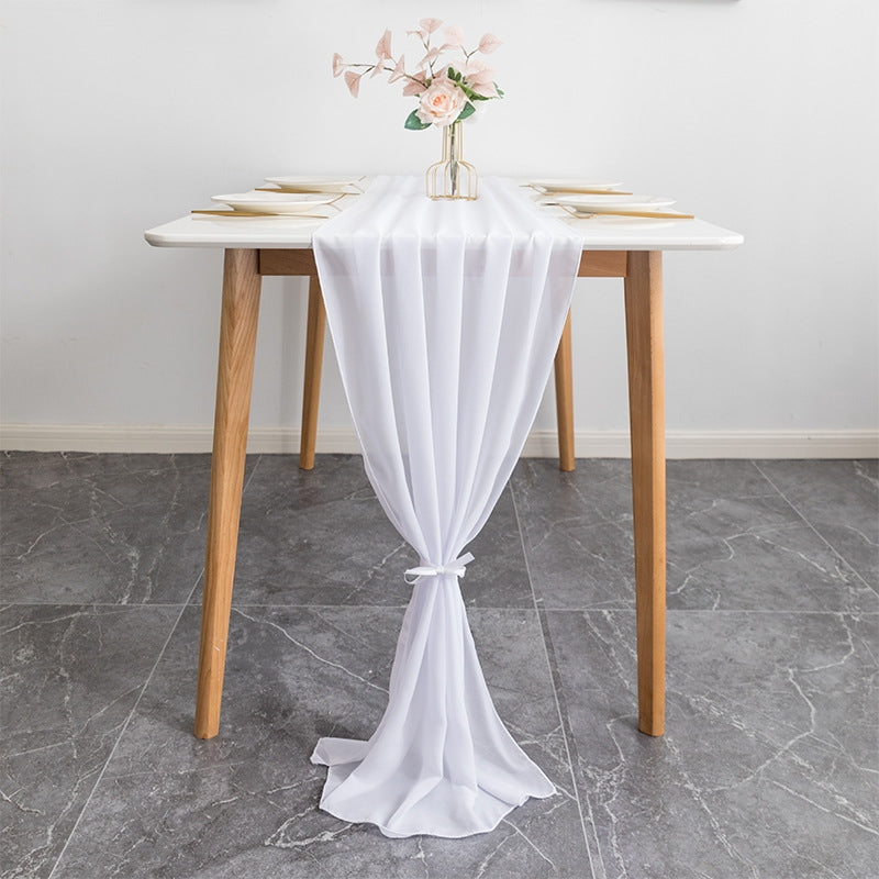 Premium Chiffon Table Runner 10ft Bleach