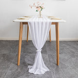 Premium Chiffon Table Runner 10ft Bleach