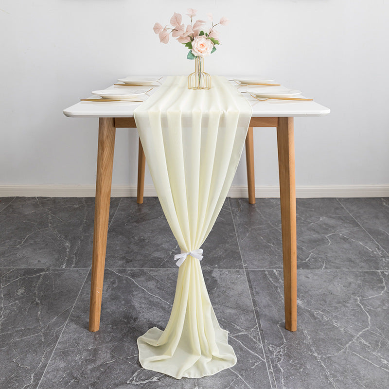 Premium Chiffon Table Runner 10ft Ivory