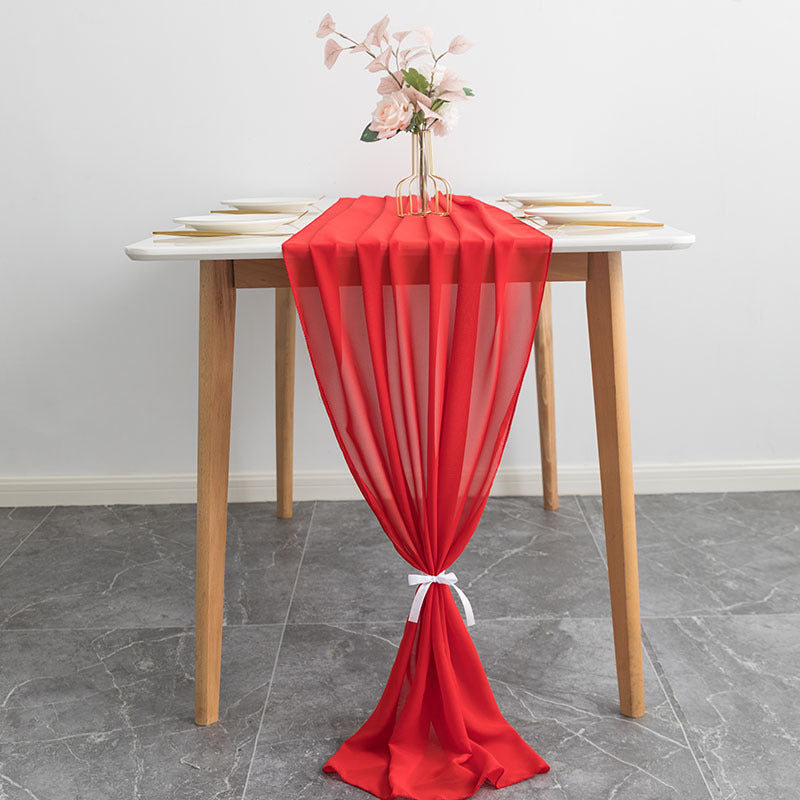 Premium Chiffon Table Runner 10ft Red