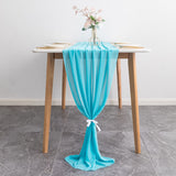Premium Chiffon Table Runner 10ft Lake Blue