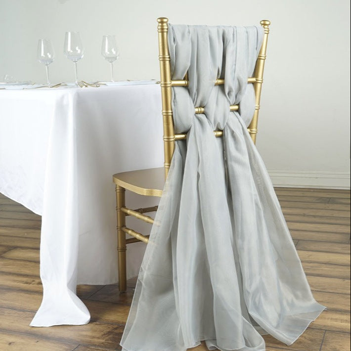 5 Pc Premium Milk Yarn Chair Sashes 22"x80" Silver Gray