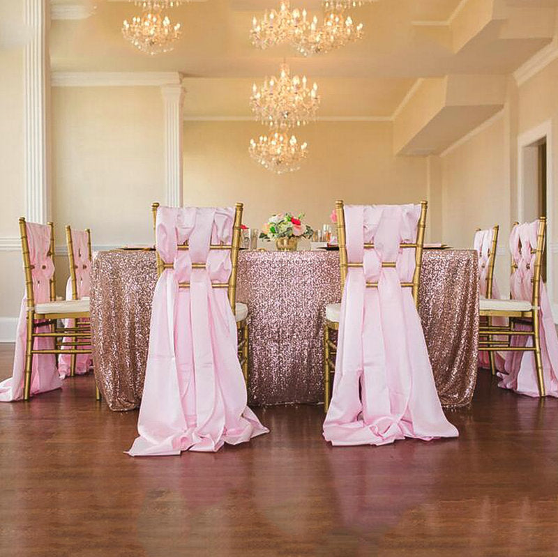 5 Pc Premium Milk Yarn Chair Sashes 22"x80" Old Pink