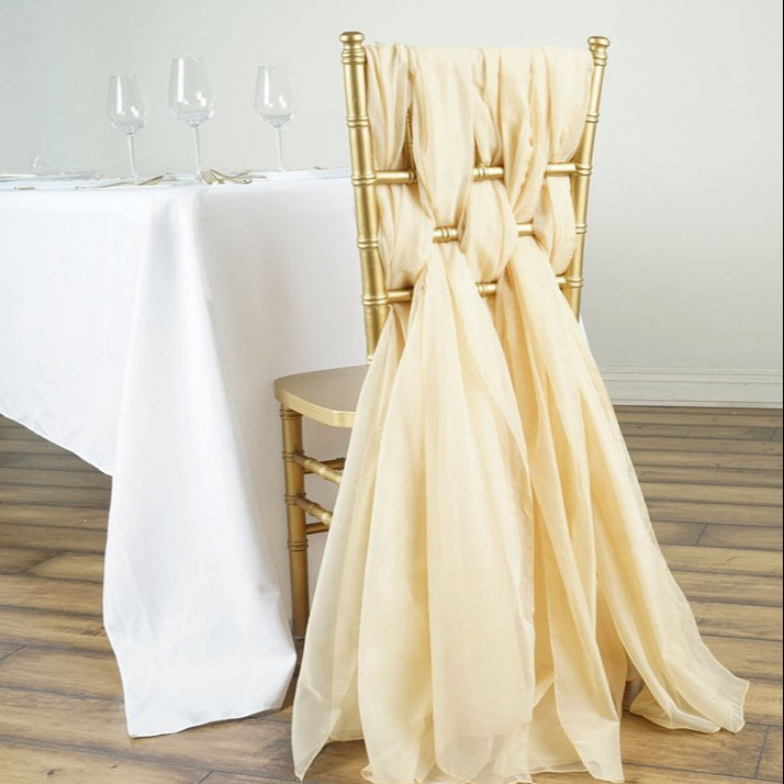 5 Pc Premium Milk Yarn Chair Sashes 22"x80" Beige