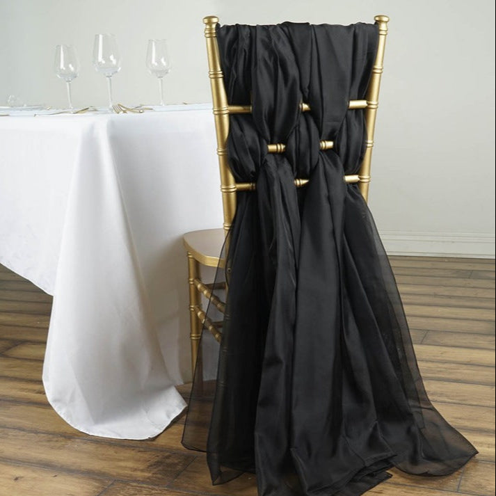 5 Pc Premium Milk Yarn Chair Sashes 22"x80" Black