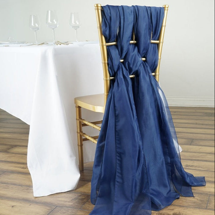 5 Pc Premium Milk Yarn Chair Sashes 22"x80" Navy Blue