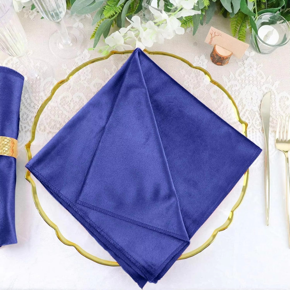 5 Pc Premium Velvet Napkins 18"x18" Royal Blue