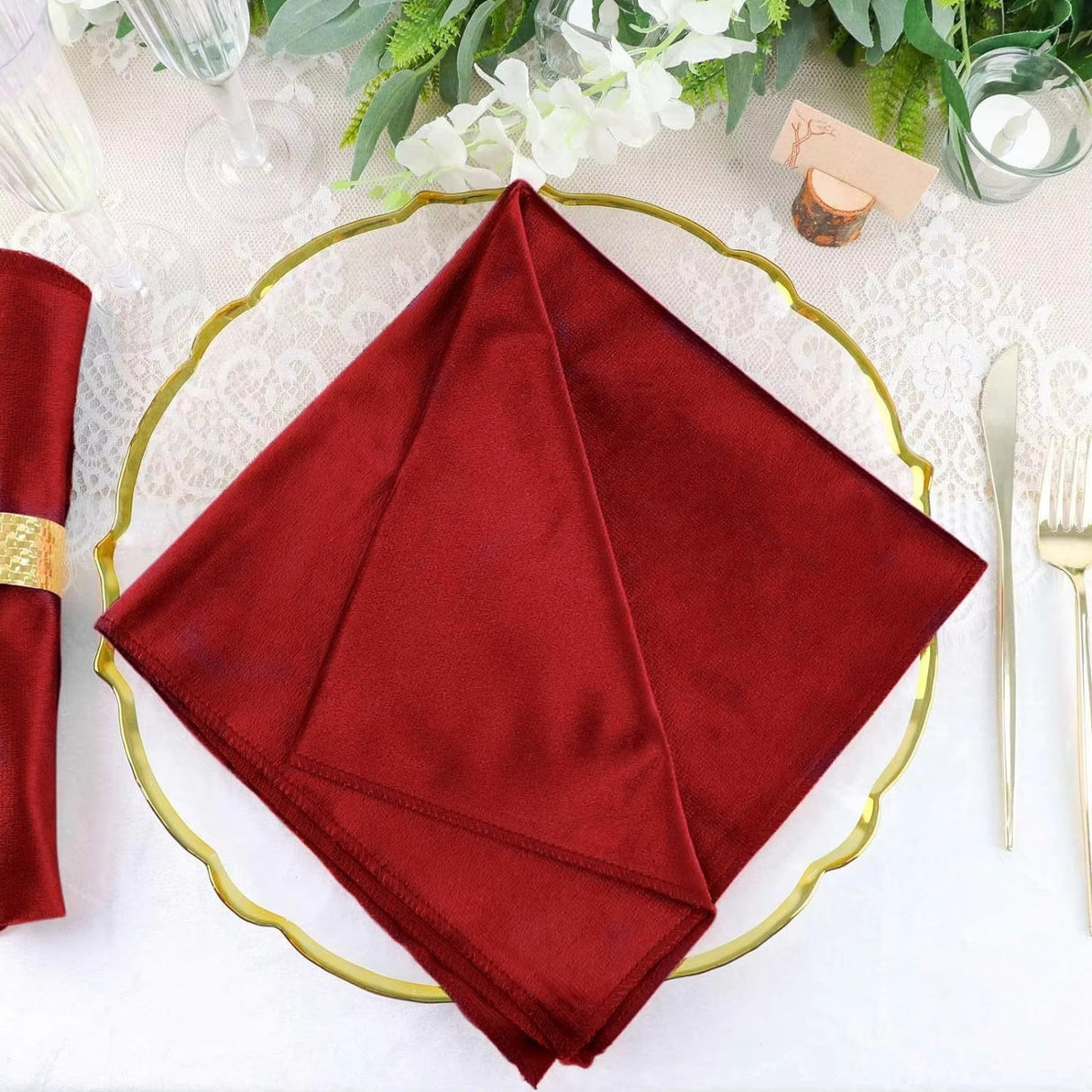 5 Pc Premium Velvet Napkins 18"x18" Red