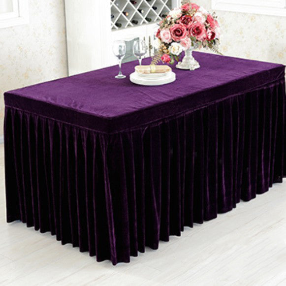 Velvet Rectangular Table Skirt 62"x23"x29" Purple