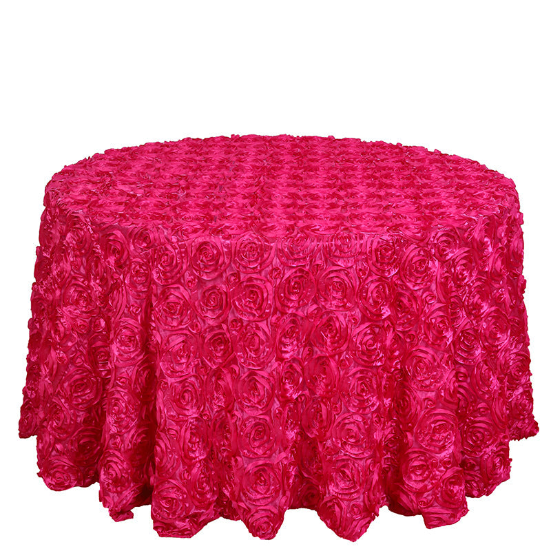 Satin Round Tablecloth 130" Purple Red