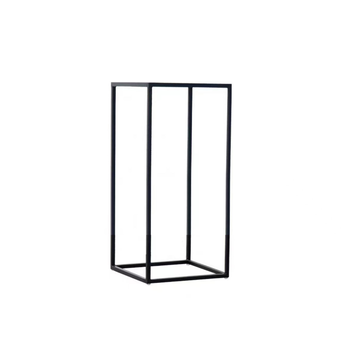 2Pc Rectangular Black Metal Wedding Flower Stand Geometric Column Frame