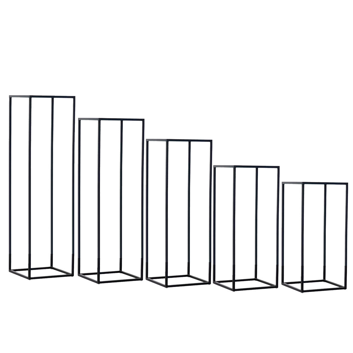 2Pc Rectangular Black Metal Wedding Flower Stand Geometric Column Frame