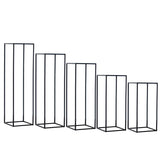 2Pc Rectangular Black Metal Wedding Flower Stand Geometric Column Frame