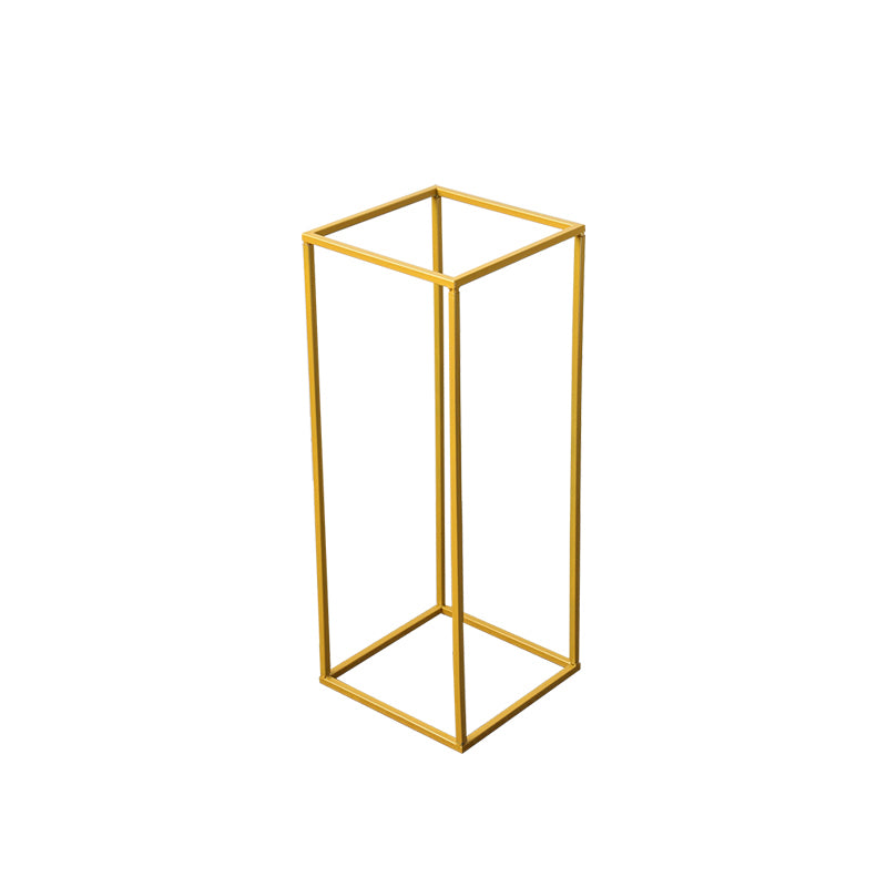 2Pc Rectangular Gold Metal Wedding Flower Stand Geometric Column Frame