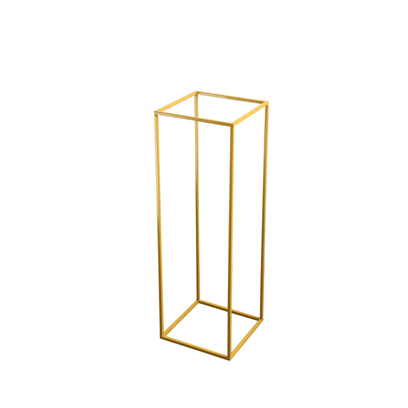 2Pc Rectangular Gold Metal Wedding Flower Stand Geometric Column Frame