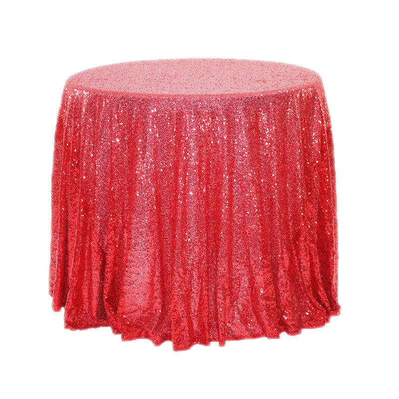 Sequin Round Tablecloth 132" Red