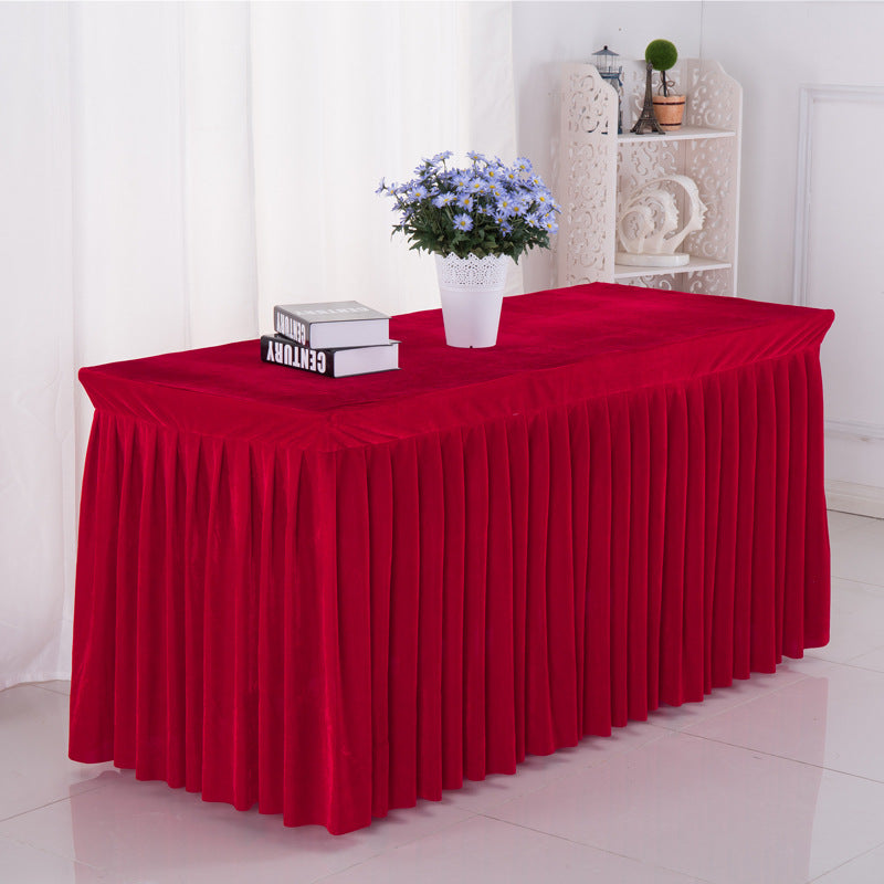 Velvet Rectangular Table Skirt 62"x23"x29" Red