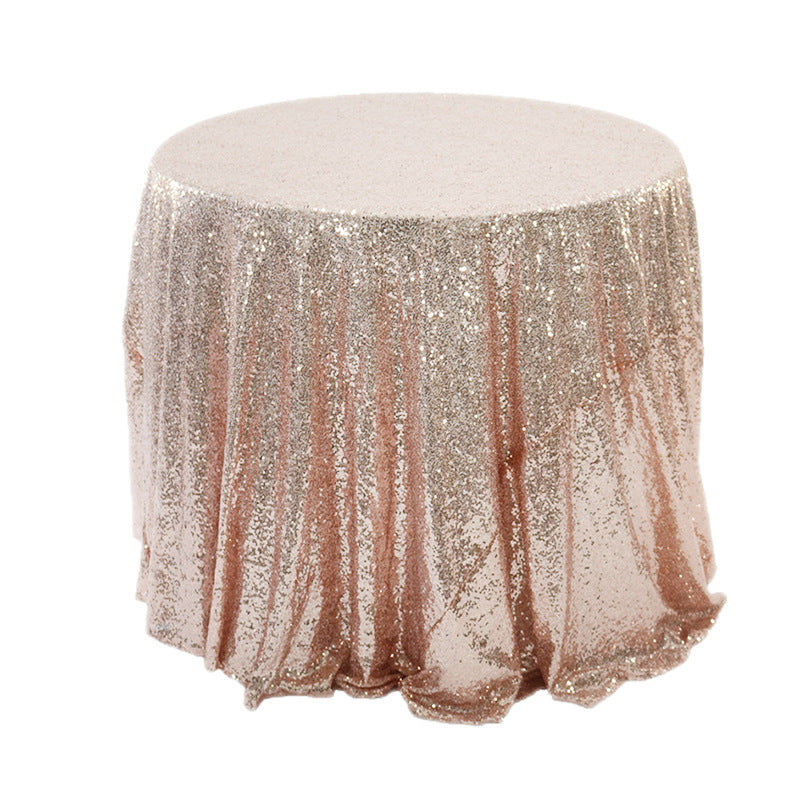 Sequin Round Tablecloth 132" Rose Gold