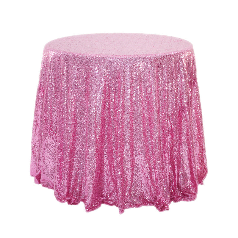 Sequin Round Tablecloth 132" Rose Pink