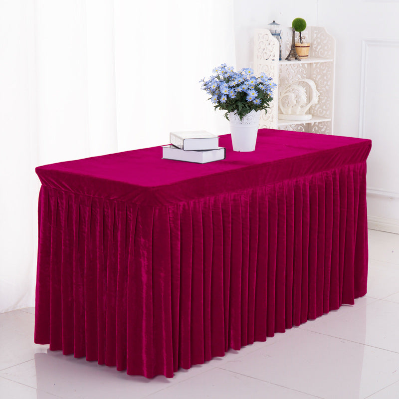 Velvet Rectangular Table Skirt 62"x23"x29" Rose Red